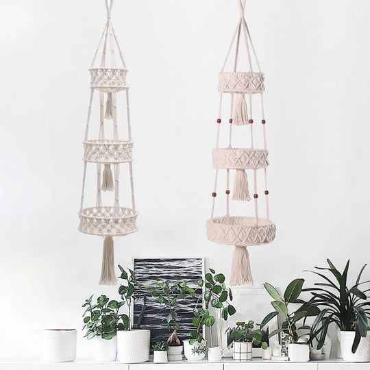 Hengende Planteholder Tre-etasjes Bohemsk Stil 1
