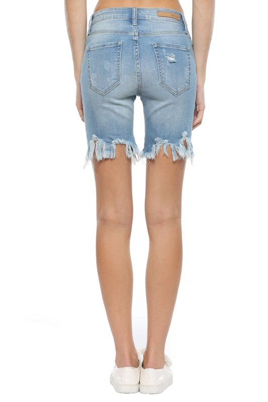 Herre Bermuda Shorts Ujevn Kant Lys Denim 2