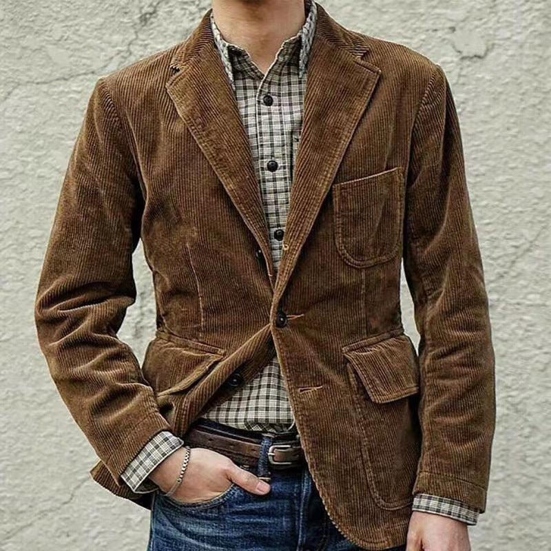 Herre Blazer og Vest Sett Cord Tidløst Design Komfortabel Passform 2