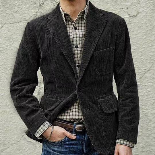 Herre Blazer og Vest Sett Cord Tidløst Design Komfortabel Passform 3