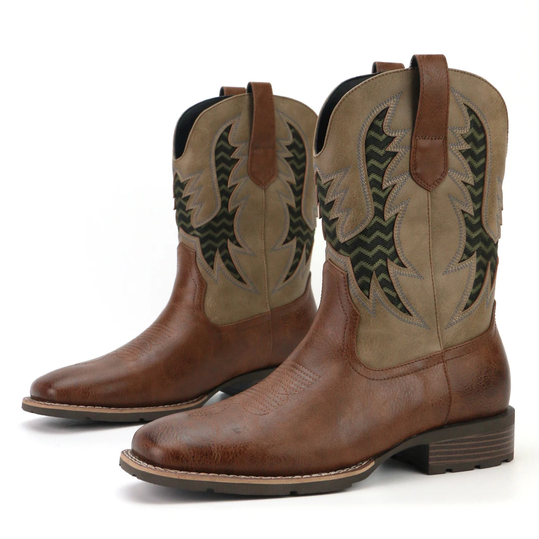 Herre Boots Vintage Cowboy Stil Lær Textil 2