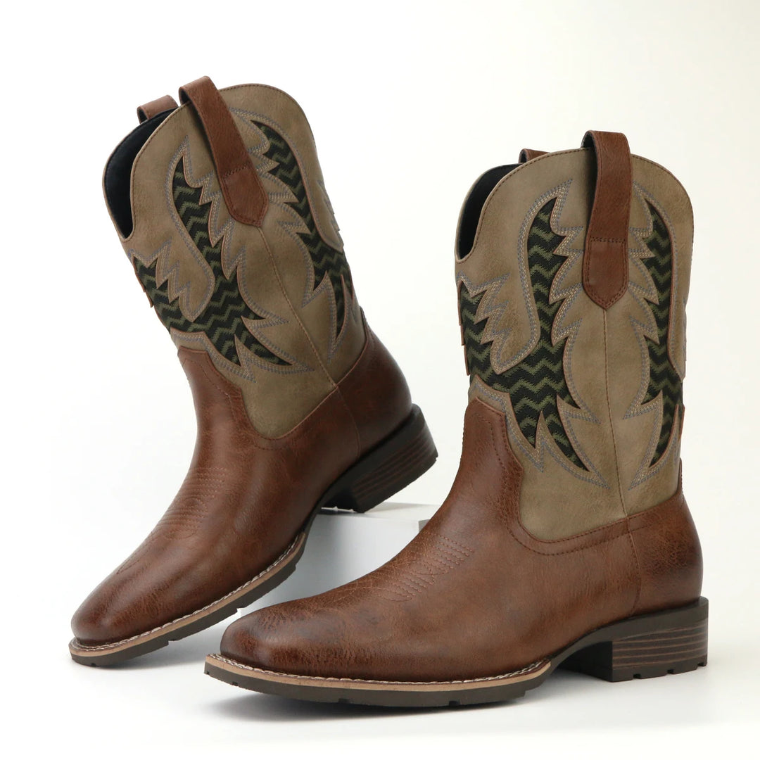 Herre Boots Vintage Cowboy Stil Lær Textil 3
