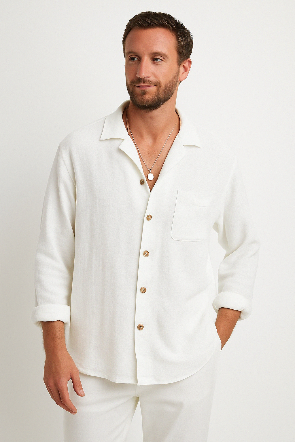 Herre Button-Up Skjorte Avslappet Passform Langermet 2