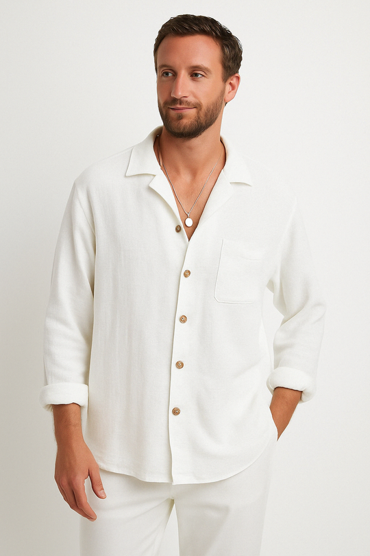 Herre Button-Up Skjorte Avslappet Passform Langermet 2