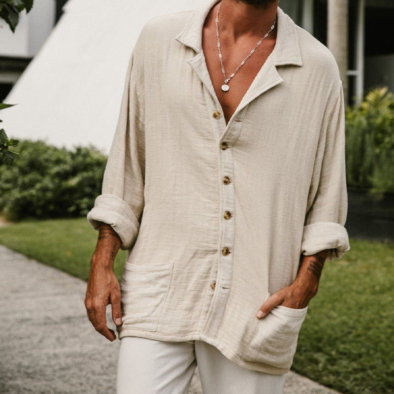 Herre Button-Up Skjorte Avslappet Passform Langermet 3