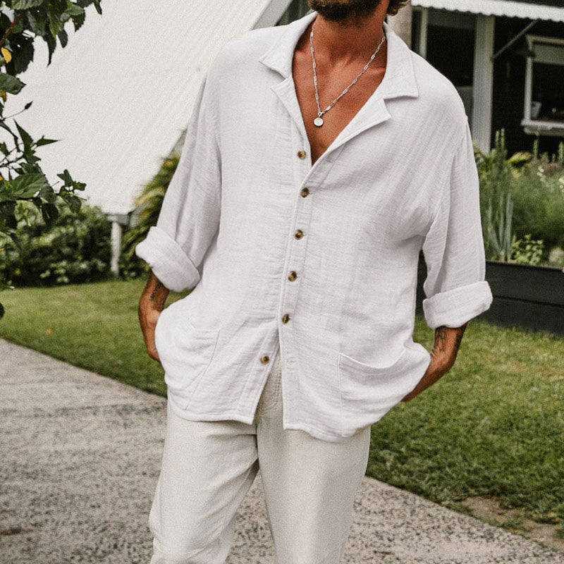 Herre Button-Up Skjorte Avslappet Passform Langermet 5
