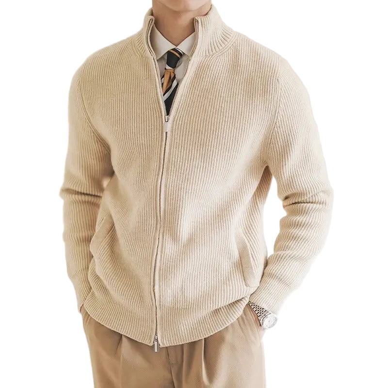 Herre Cardigan Jakke Ribbet Struktur Klassisk Stil 0