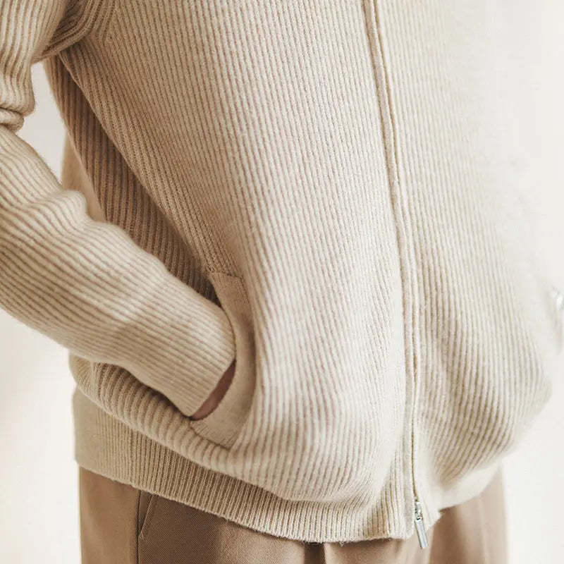 Herre Cardigan Jakke Ribbet Struktur Klassisk Stil 2