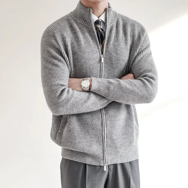 Herre Cardigan Jakke Ribbet Struktur Klassisk Stil 4