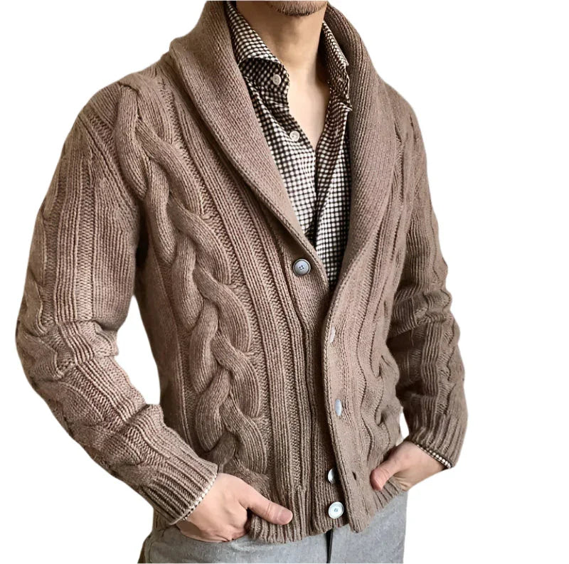 Herre Cardigan Jakke Strikket Merinoull Allsidig Stil 7