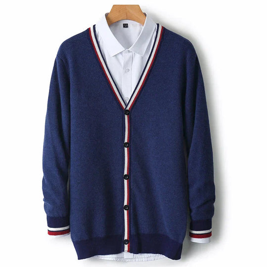 Herre Cardigan Jakke V-hals med Knepping 1