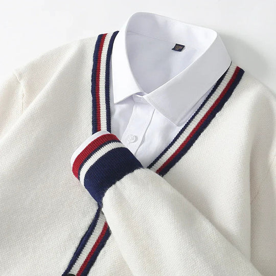 Herre Cardigan Jakke V-hals med Knepping 2