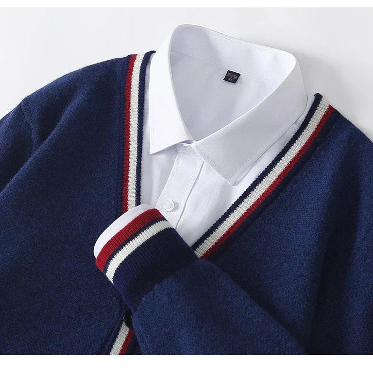 Herre Cardigan Jakke V-hals med Knepping 3
