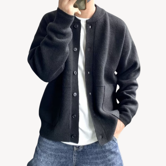 Herre Cardigan Ullstrikket Med Knappfront 2