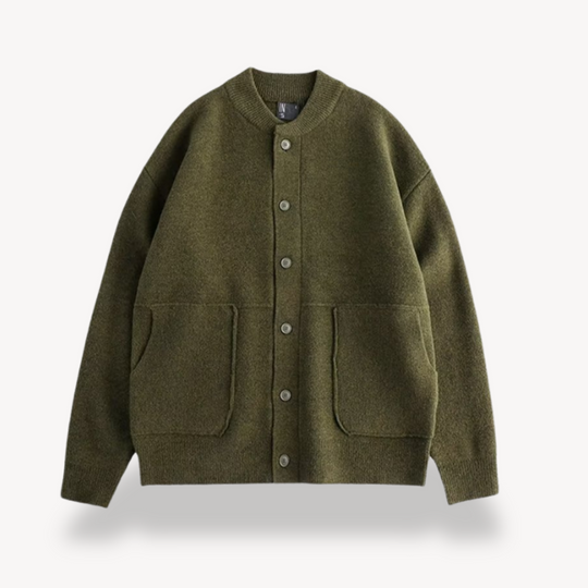 Herre Cardigan Ullstrikket Med Knappfront 3