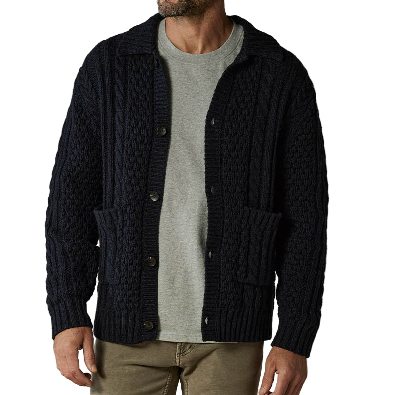 Herre Cardigan i Ull – Kabelstrikket Design 0