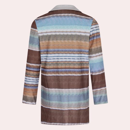 Herre Cardigan med Fargerike Striper og Sjal-krage 2