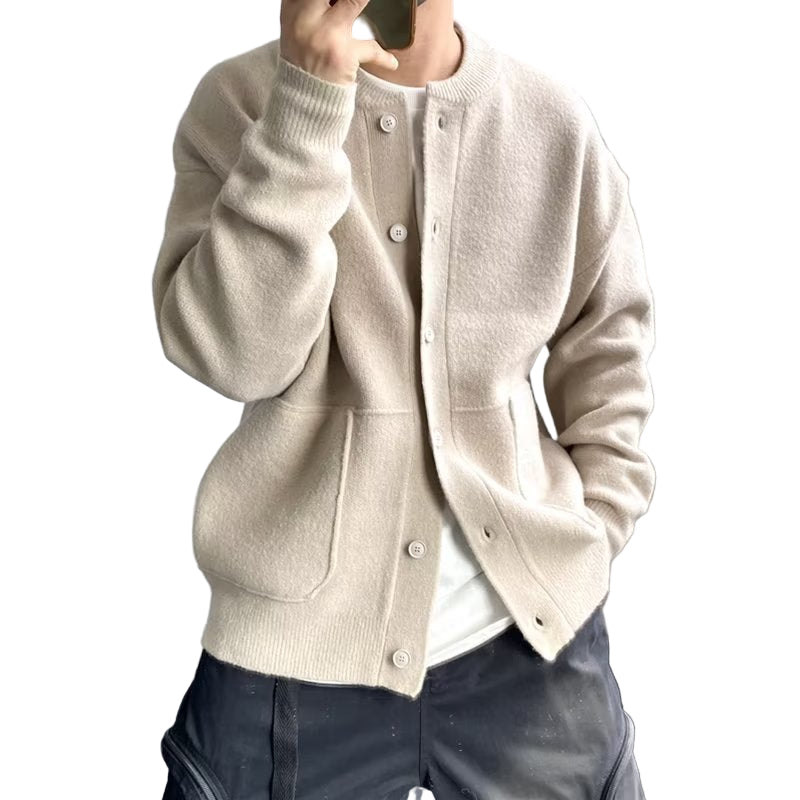 Herre Cardigan med Knappestolpe 0