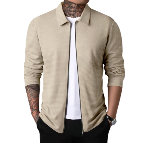 Herre Cardigan med Krage og Glidelås 0