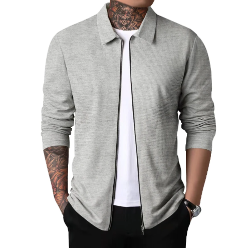 Herre Cardigan med Krage og Glidelås 4