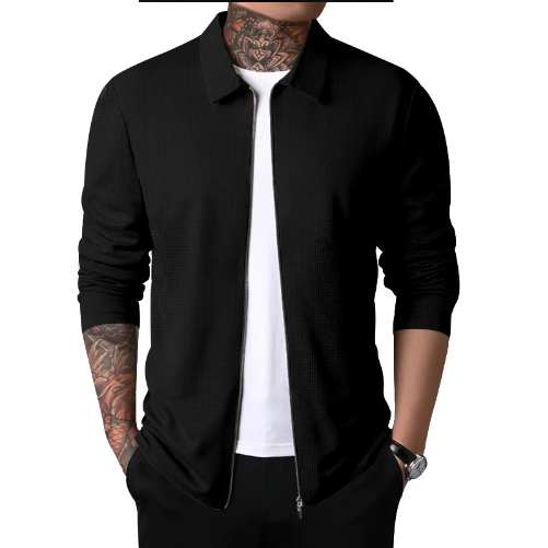 Herre Cardigan med Krage og Glidelås 5