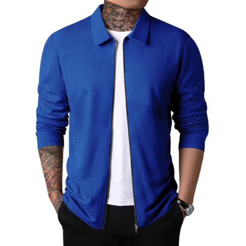 Herre Cardigan med Krage og Glidelås 6