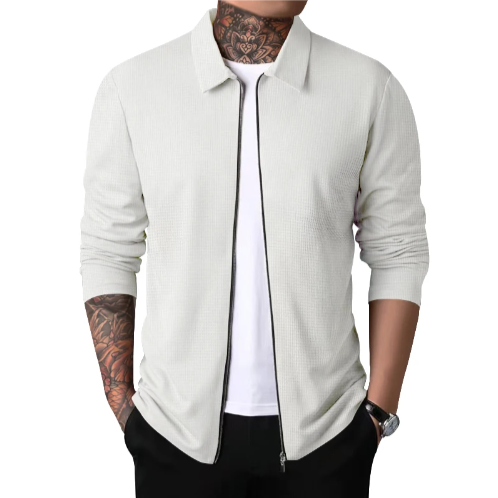 Herre Cardigan med Krage og Glidelås 7