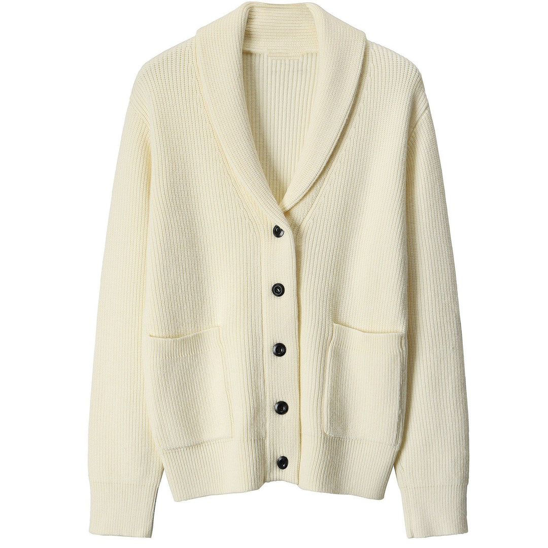 Herre Cardigan med Sjalkrage – Ribbestrikket – Knappelukking 3