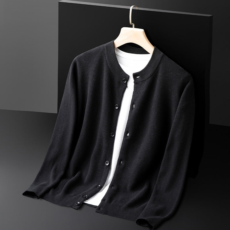 Herre Cardigan med Slim Fit og Ribbestrikket Kant 2