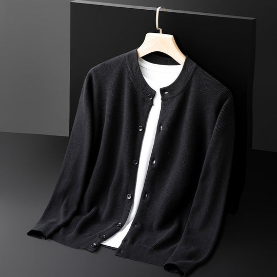 Herre Cardigan med Slim Fit og Ribbestrikket Kant 2