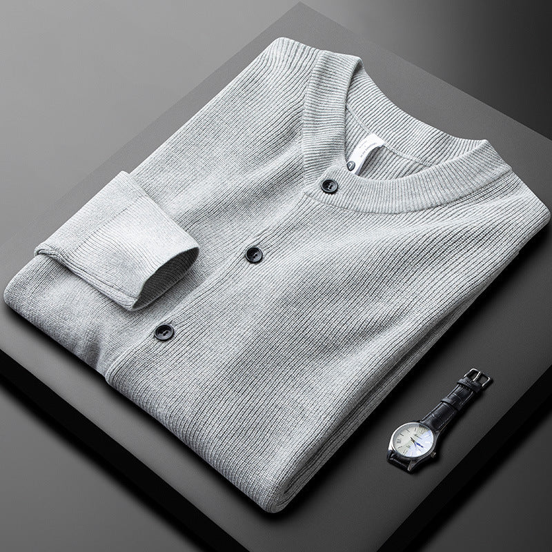 Herre Cardigan med Slim Fit og Ribbestrikket Kant 3
