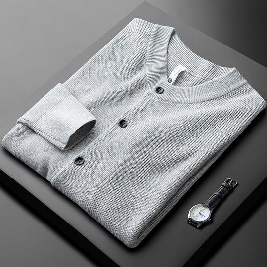 Herre Cardigan med Slim Fit og Ribbestrikket Kant 3