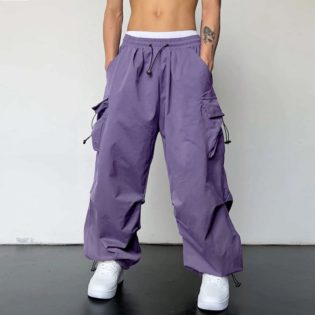 Herre Cargo Joggers Justerbar Midje Lett Stoff 4