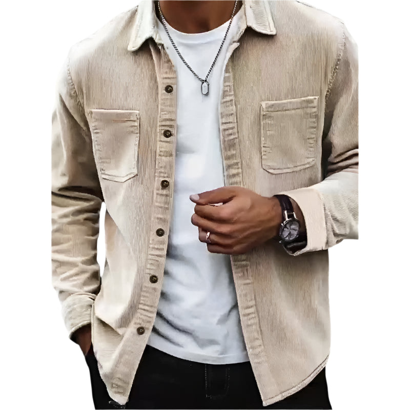 Herre Chemise Veste i Velours Côtelé 0