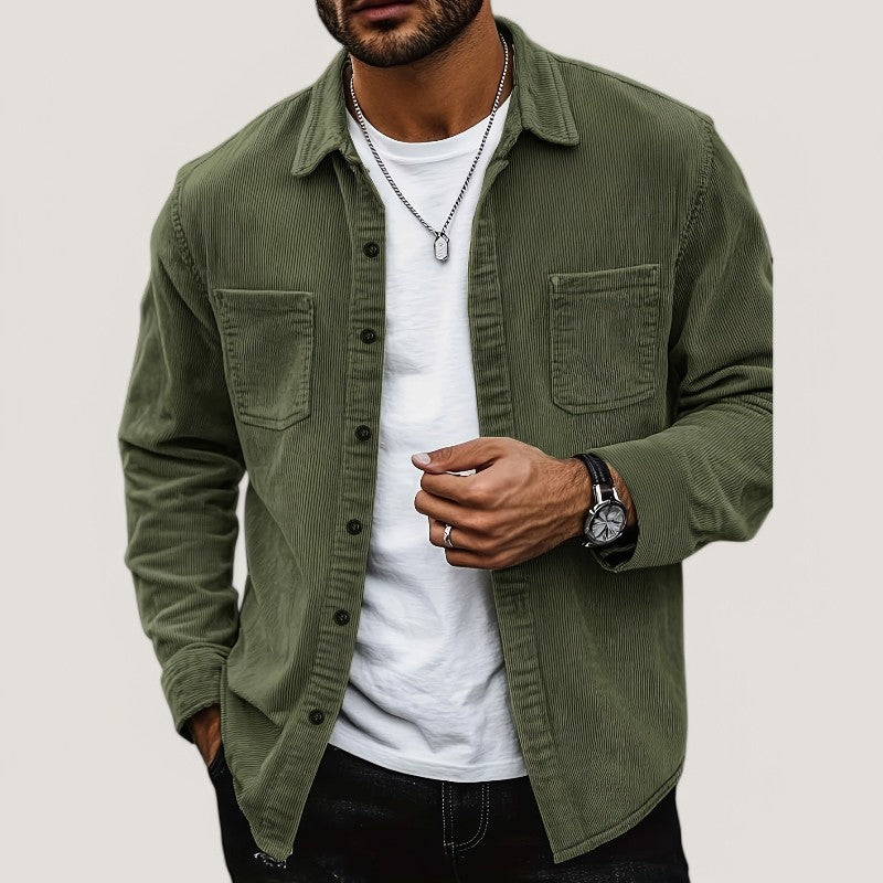 Herre Chemise Veste i Velours Côtelé 1