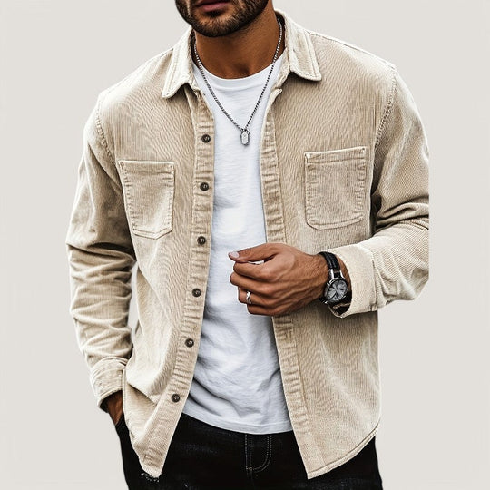 Herre Chemise Veste i Velours Côtelé 2