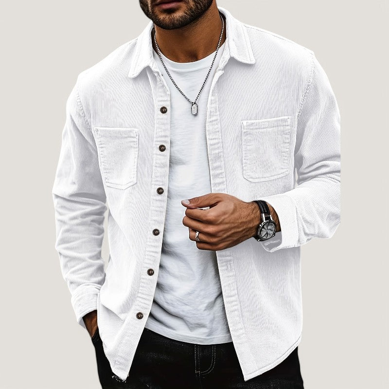 Herre Chemise Veste i Velours Côtelé 5