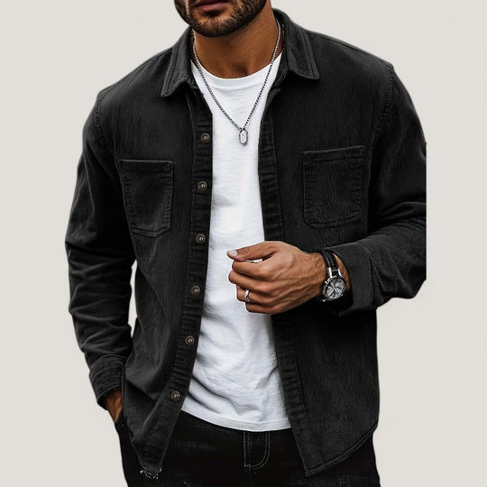 Herre Chemise Veste i Velours Côtelé 8
