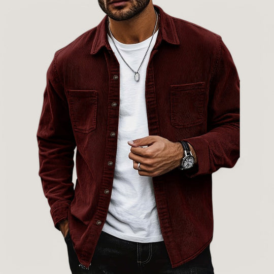 Herre Chemise Veste i Velours Côtelé 9
