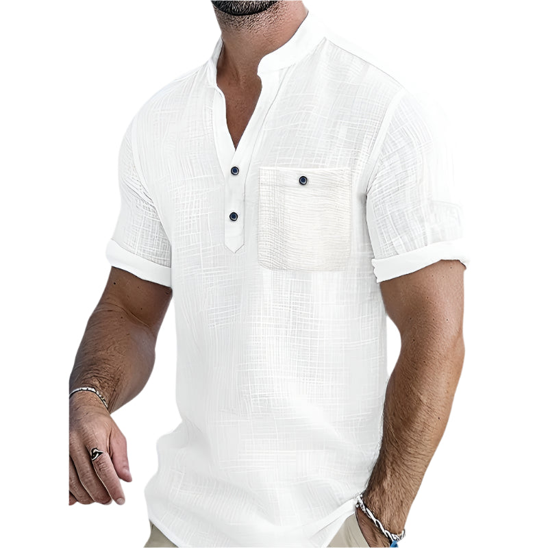 Herre Chemise i Lett Rayon med V-hals 0
