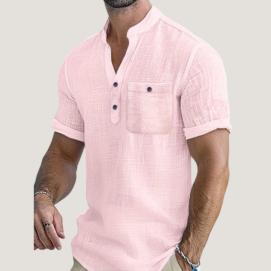 Herre Chemise i Lett Rayon med V-hals 1