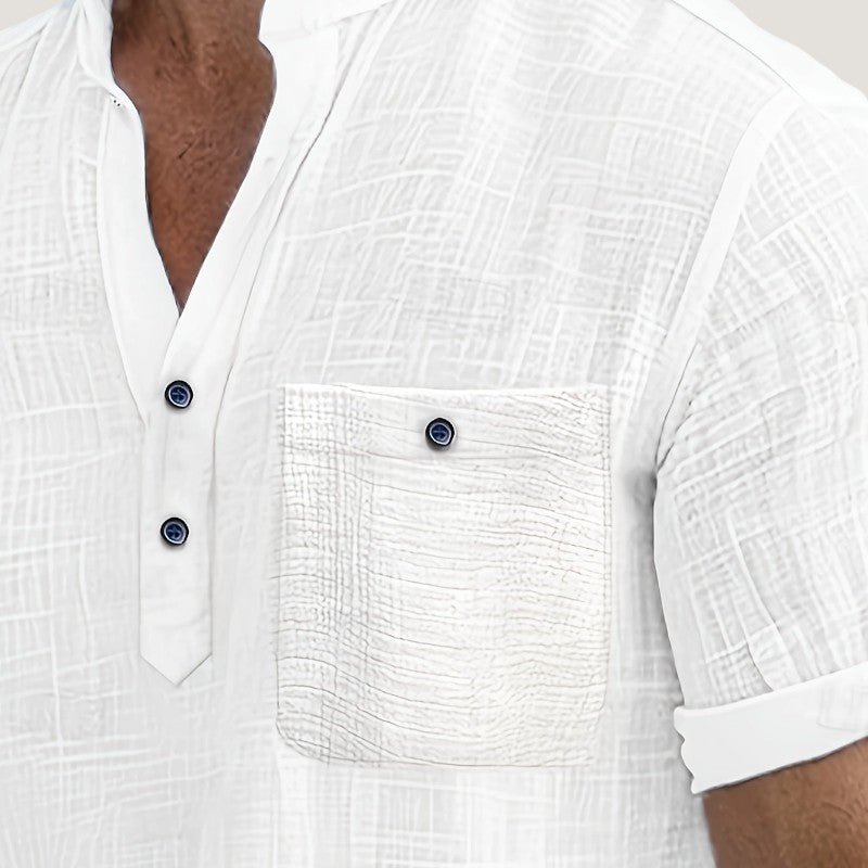 Herre Chemise i Lett Rayon med V-hals 2