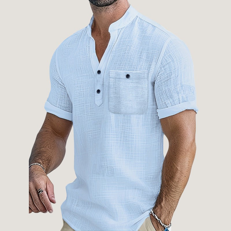 Herre Chemise i Lett Rayon med V-hals 5