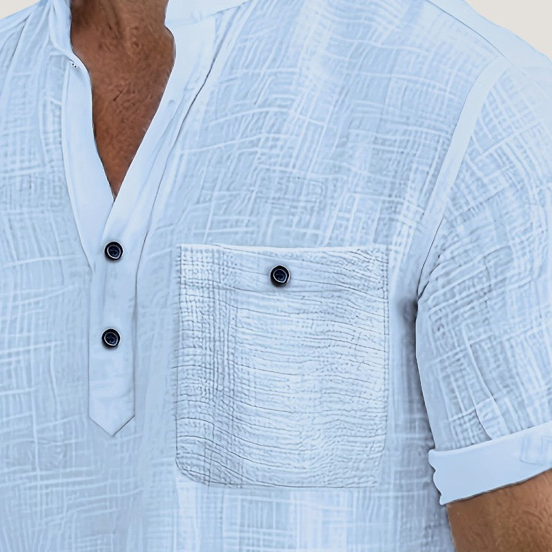 Herre Chemise i Lett Rayon med V-hals 7