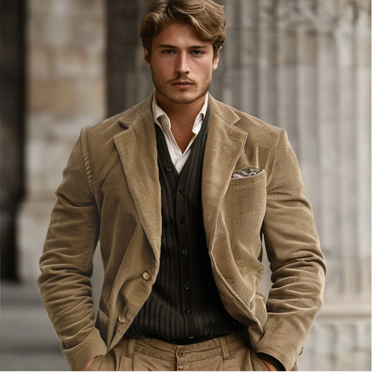 Herre Corduroy Blazer Klassisk Stil 1
