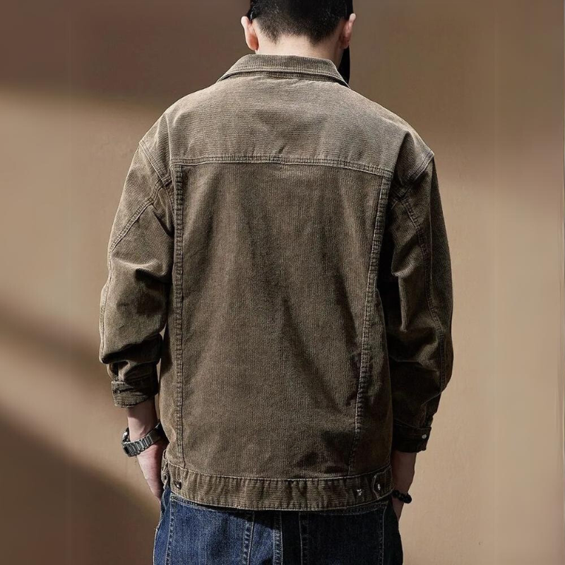 Herre Corduroy Jakke Khaki Stil 1