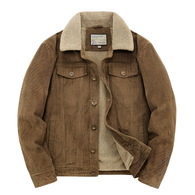 Herre Corduroy Jakke med Padded Innside 0