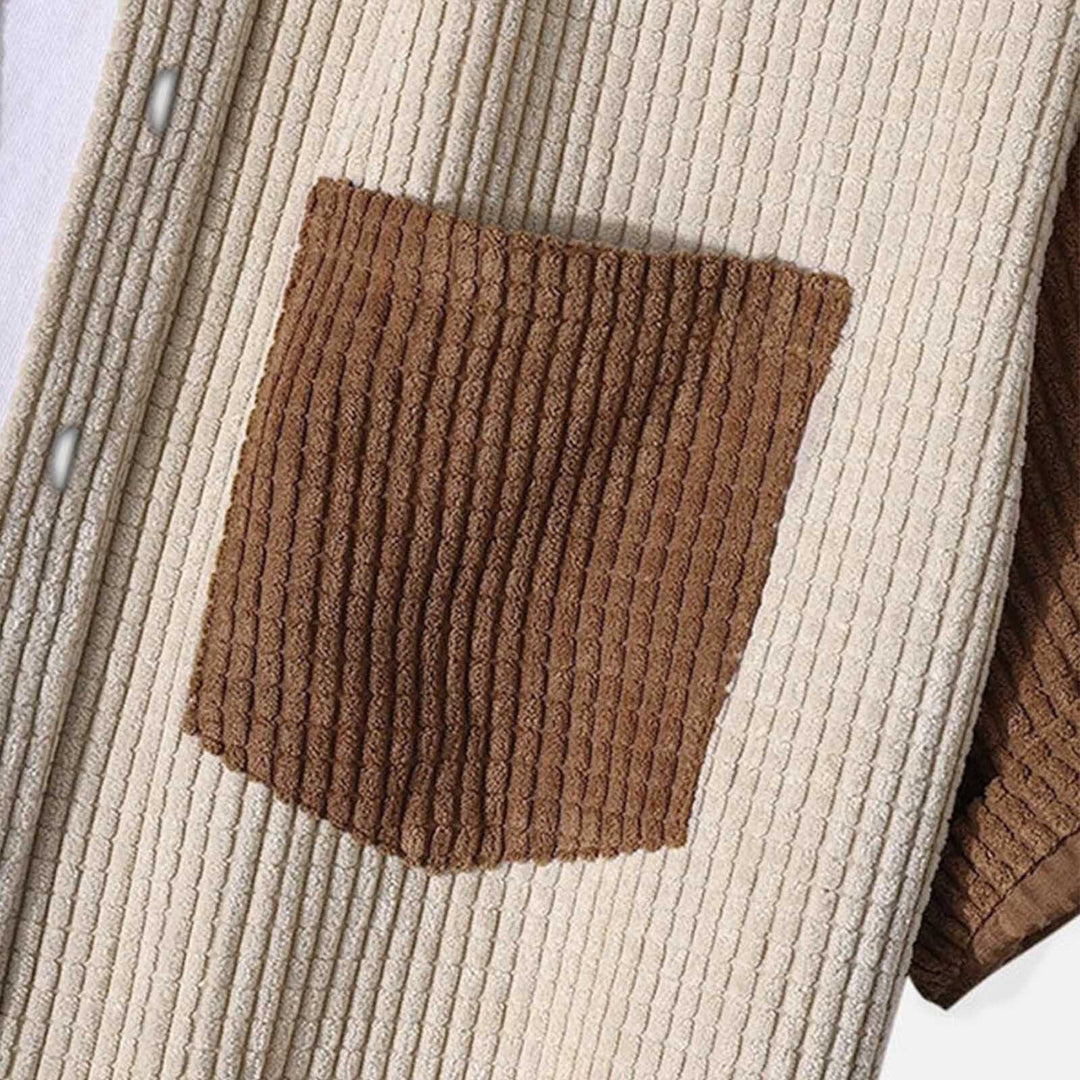 Herre Corduroy Sett Skjorte og Shorts 1
