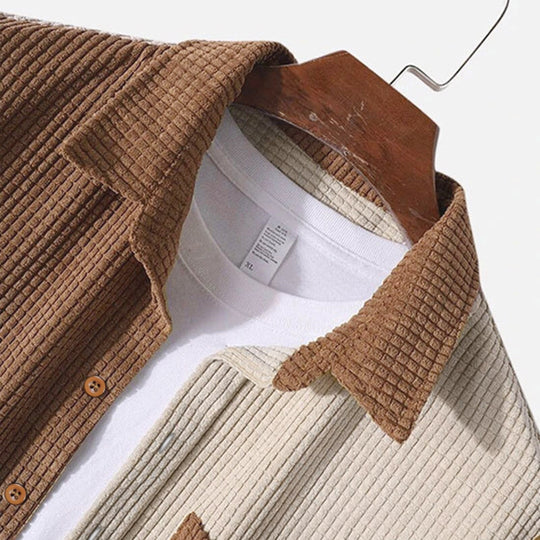 Herre Corduroy Sett Skjorte og Shorts 2