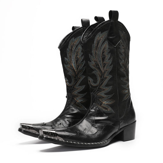 Herre Cowboy Boots Broderi Metalltå Lær 3